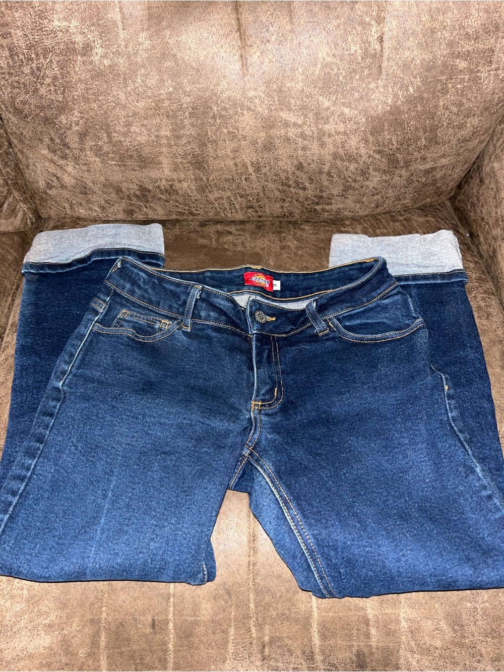 Dickies Dark Blue Stretch Jeggings with Cuffed Hem
